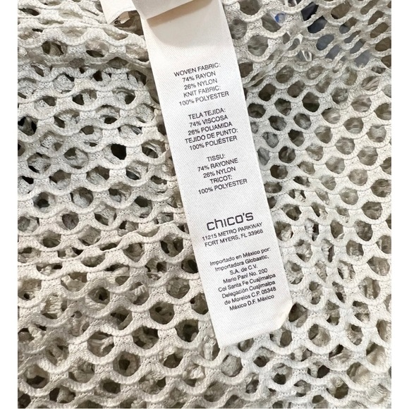 Chico's 0 Sz S Beige Green Mesh Open Draped Jacket NEW - Picture 5 of 8